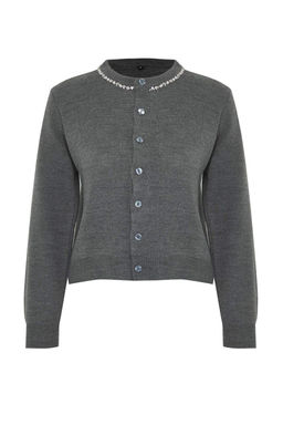 Antrasit Tas Detayl? Yumusak Dokulu Ikili Triko H?rka-Bluz TWOAW26HI00007