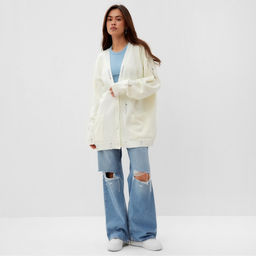 Кардиган с карманами женский MIST, молочный, onesize (44-48)