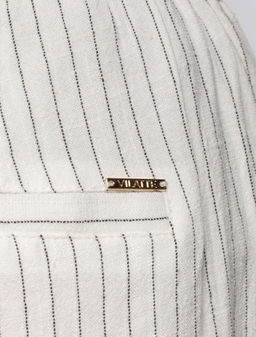 VILATTE / Брюки изо льна с вискозой на резинке и кожаном шнуре  фото 6