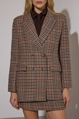 Limited Edition Kahverengi Kazayag? Desenli Blazer Ceket TWOAW26CE00034 - Trendyolmilla фото 3