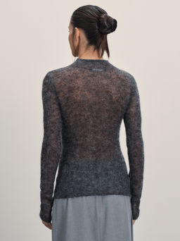 Вязаный шерстяной лонгслив с мохером в составе / Zarina  фото 5