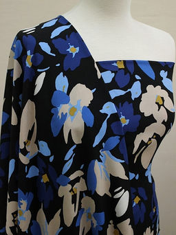 Штапель Лоретта цв.черный, ш1.45м, вискоза-100%, 100гр/м.кв - Купава фото 2