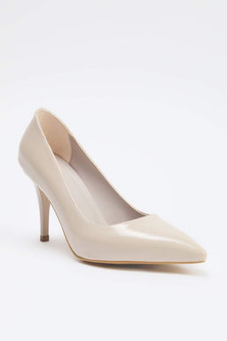 Bej Rugan 9 cm Sivri Burun Kad?n Klasik Topuklu Ayakkab? TAKSS26TO00017