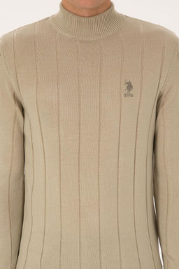 Erkek Slim Fit Yar_m Bal_k__ Yaka A__k Haki Kazak - U.s. polo assn фото 6