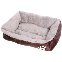 Лежанка для животных "Место БРО", цвет коричневый, внутр. ткань серого цвета, размер S, 43*32*11см (Лейбл)