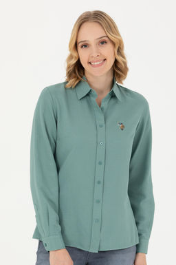 Женская мятная базовая рубашка с длинным рукавом - U.s. polo assn фото 17