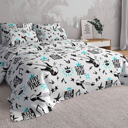 Постельное белье, комплект Евро Макси STAY TRUE - оставайся верным, 4 предмета: пододеяльник 215х240см на кнопках, простыня 220х240см, 2 наволочки 70х70см с клапаном-запахом, перкаль 115г/м2, хлопок 100%, упаковка классическая ПВХ 34,5х41см, Дом