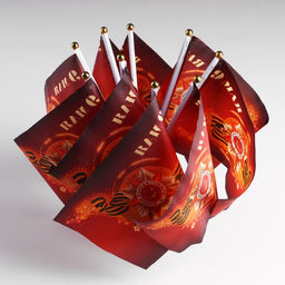 Цена за 12 шт. Флаг «9 мая», 14×21 см, шток 30 см, полиэфирный шёлк