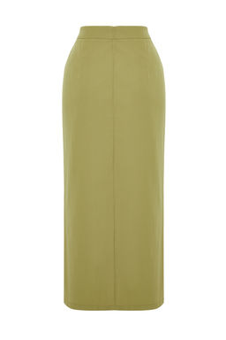 TRENDYOLMILLA Haki Premium Straight Onden Y?rtmacl? Midi Boy Dokuma Etek TWOSS24ET00071 фото 11