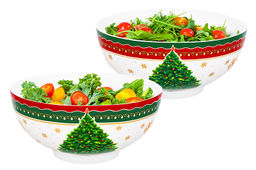 Набор 2 салатников 15*15*7 см 700 мл Новогодняя елка красный узор NEW BONE CHINA - Elan gallery фото 14