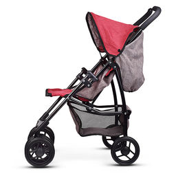 Коляска для кукол складная, с корзиной и козырьком, цвет серо-бордовая