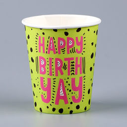 Цена за 10 шт. Стакан бумажный Happy Birthday Яркая, 250 мл - Страна карнавалия фото 2