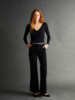 Beli Kemerli Slim Fit Kad?n Jean Pantolon