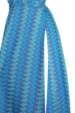 Mavi Geometrik Desenli Orme Maxi S?rt Dekolteli Plaj Elbisesi TBESS26EL00015