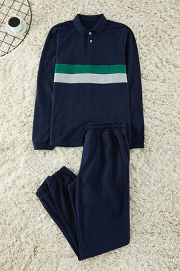 TRENDYOL MAN Gri Panelli Regular Fit Pike Kumas Orme Pijama Tak?m? TMNAW25PT00018