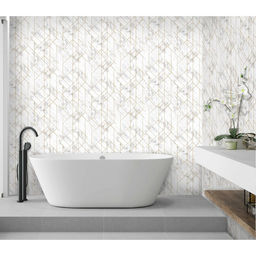 Цена за 12 шт. Стеновая панель ПВХ «Талия, 773», 2600×250 мм, цвет белый мрамор/золотой