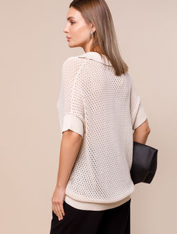 Джемпер-поло из гладкой вискозы с лиоцеллом