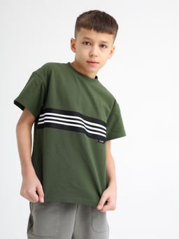 Футболка с лампасом, хаки