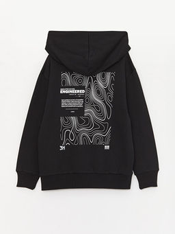 Bask?l? Uzun Kollu Erkek ?ocuk Hoodie ve E?ofman Alt? - Waikiki фото 3