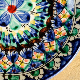 Набор чайный Риштанская керамика, 4 предмета: чайник 700 мл, 2 пиалы d=9.5 см, тарелка d=17 см, синий