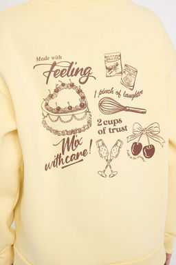 Teen Ac?k Sar? S?rt Bask?l? Oversize Kal?p Kal?n Ici Polarl? Orme Sweatshirt TWOAW26SW00192 - Trendyolmilla фото 5