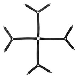 Держатель для простыни цельный 130см, 8 лучей по 30см-8 зажимов, с регулировкой длины, для матрасов 90х200-180х200см, цвет черный (Китай)