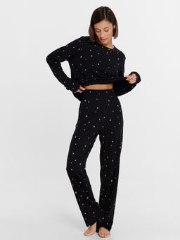 Комплект женский (джемпер, брюки) черный со звездной россыпью звездная россыпь на черном 592468