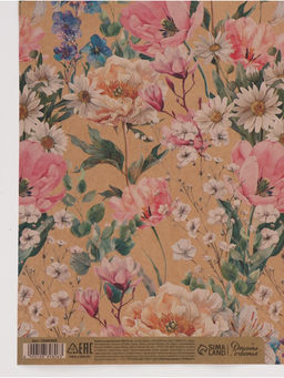 Цена за 10 шт. Бумага упаковочная крафтовая Цветы, 70 ? 100 см