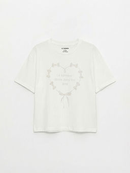 Bisiklet Yaka Bask?l? K?z ?ocuk Ti??rt ve Pantolon