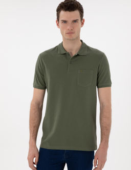 Haki Regular Fit %100 Pamuk Polo Yaka Basic Ti__rt
