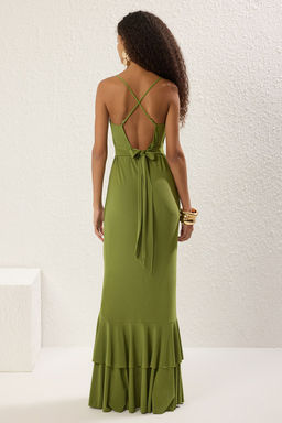 Yag Yesili Bal?k Kesim Volanl? Orme Uzun S?k Abiye Gece Mezuniyet Elbisesi TPRSS25AE00148