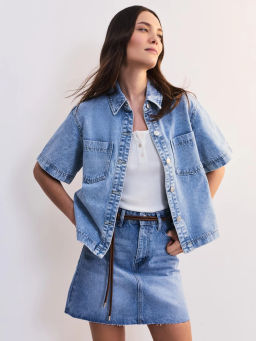 Джинсовая рубашка с коротким рукавом ZR2605092347-101 / Zarina