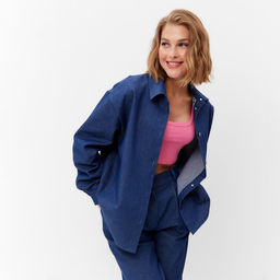 Рубашка женская MINAKU: Jeans Collection, размер 46, синий