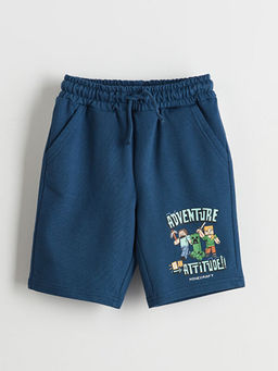 Beli Lastikli Minecraft Bask?l? Erkek ?ocuk ?ort