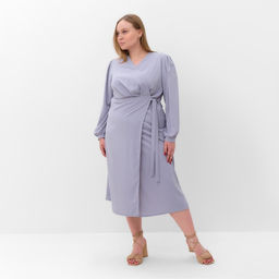 Платье женское миди MIST plus-size, серо-голубое, размер 58