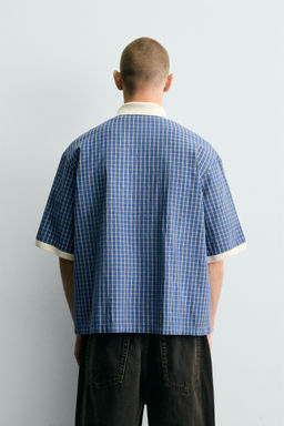 CAMISA POLO CROPPED FIT TEXTO ESTAMPADO / Azul / Blanco - Zara фото 3