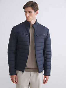 Slim Fit Dik Yaka Erkek Deri G?r?n?ml? Mont