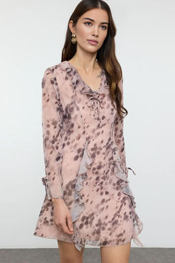 Cok Renkli Puantiyeli A Kesim Mini Dokuma Elbise TWOAW25EL00578 - Trendyolmilla фото 2