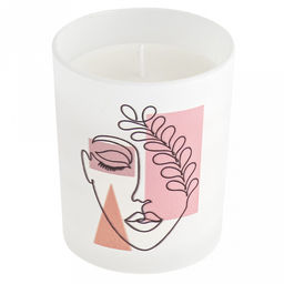 Свеча "Лица на белом" д7см, h9см, ароматизированная, парафин, в стеклянном стакане, время горения 32 часа (Россия)