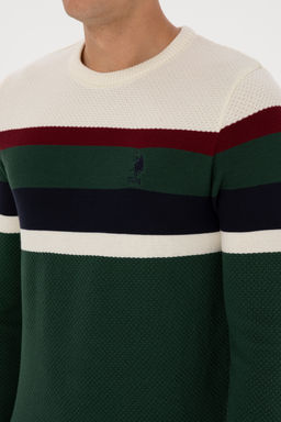 Erkek Slim Fit Bisiklet Yaka Koyu YeЕil Kazak - U.s. polo assn фото 7