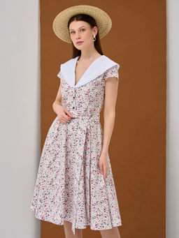 Платье с большим воротником белое OD-720-5 - Tantino фото 7