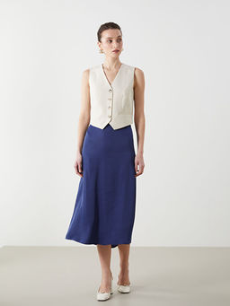 Standart Fit D?z A Kesim Saten Kad?n Etek