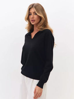 K13056 Джемпер-поло (вязаный трикотаж) ЧЕРНЫЙ