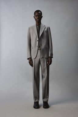 PANTAL?N SLIM FIT TRAJE ESTRUCTURA / Gris - Zara фото 9