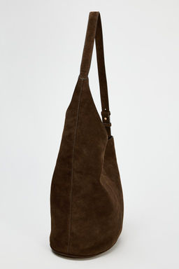 ASYMMETRIC SOFT SPLIT SUEDE BUCKET BAG - Zara фото 4