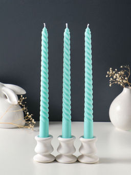 Свеча витая 25 см (набор 3 шт) 57 гр, 5 ч, цв. мятный