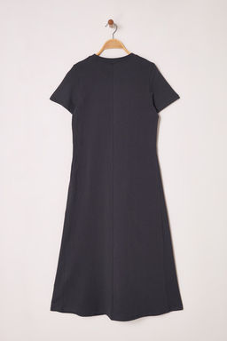 TRENDYOLMILLA Siyah Cepli Premium Bisiklet Yaka A-Line Orme Midi Elbise TWOSS24EL00169  фото 20