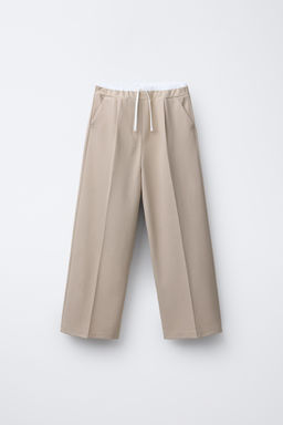 DOUBLE WAISTBAND WIDE-LEG TROUSERS
