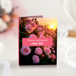 Цена за 2 шт Мини-открытка Моей любимой маме (розовые цветы)