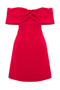 TRENDYOLMILLA Siyah Carmen Yaka Dokuma K?sa Elbise TPRSS24EL00154  фото 7